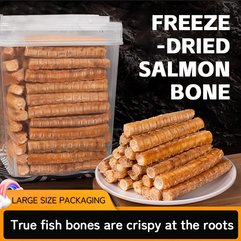 Salmon Bone Dog Treats, 80g Freeze-Dried Crunchy Fish Snacks for Small and Medium Dogs, Supervised Reward Treats for Everyday Treat Time