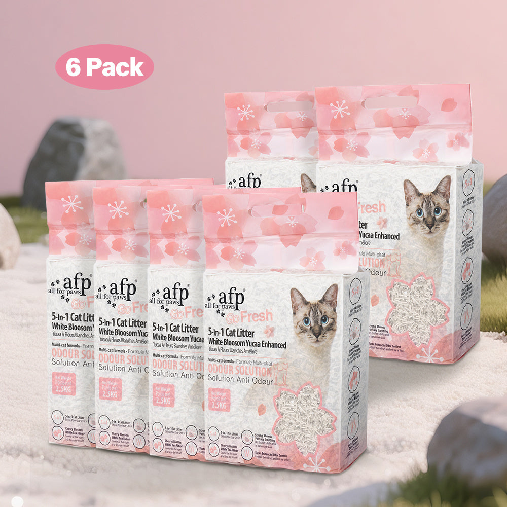 White Blossom Tofu Cat Litter, All For Paws 5-in-1 Yucca-Enhanced Low-Dust Clumping Blend for Indoor Cats, 11 lb, 22 lb or 33 lb Pack Options