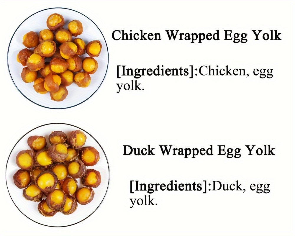 Egg Yolk Dog Treats Wrapped in Duck or Chicken, Soft Chew Meat Snacks for Supervised Positive-Reward Training and Small, Medium or Large Dogs