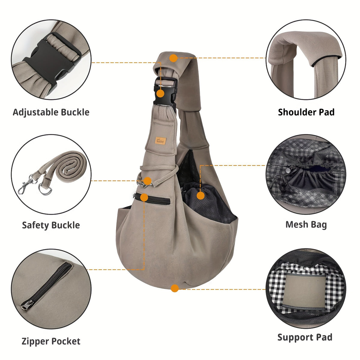 Pet Sling Carrier with Padded Hard Bottom, Adjustable Dog and Cat Shoulder Bag for Carrying Puppies on Everyday Outings, Five Color Options