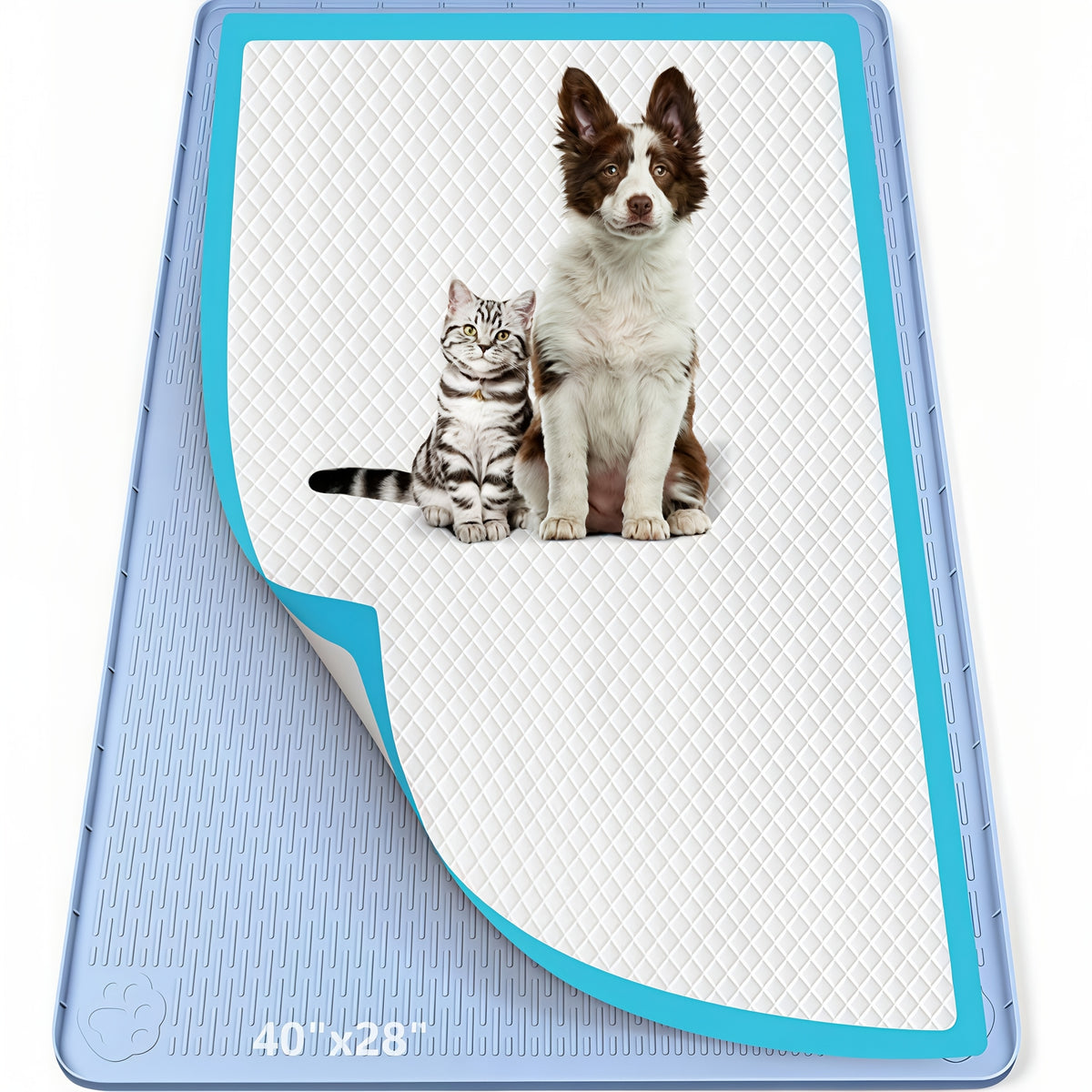 Silicone Pee Pad Holder for Dogs, Bartuke Washable Raised-Edge Training Pad Tray with Non-Slip Surface for Indoor Potty Routines, Pads Not Included