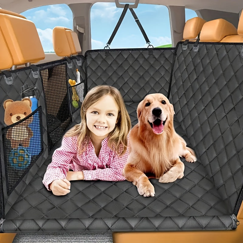 Dog Car Seat Protector with Hard Bottom, Scratch-Resistant Back Seat Extender in Black for Pet Travel in Cars, SUVs and Trucks