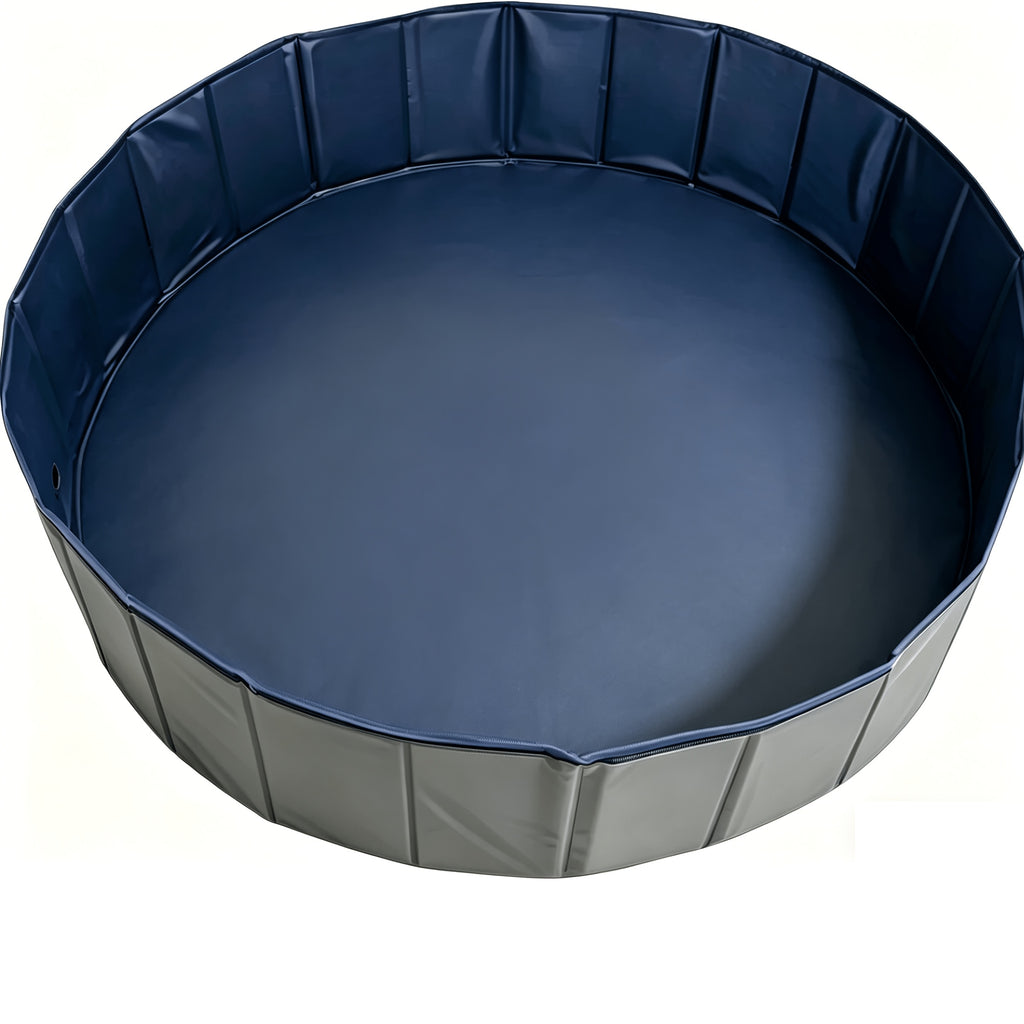 Foldable Dog Pool for Backyard Wading and Bath Time, Collapsible Portable Pet Bath Tub in Grey or Lake Blue, Eight Size Options for Summer Use