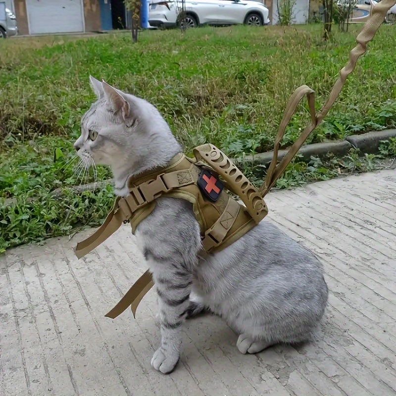 Tactical Cat Harness with Adjustable Chest Straps, 600D Pet Vest for Cats and Puppies, One-Size Training Gear in Six Color Options