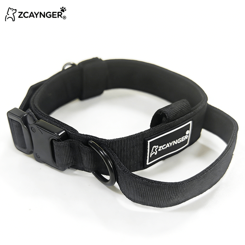 Tactical Dog Collar with Padded Lining and Side Control Handle, Black or Pink Camouflage Buckle Collar for Medium and Large Dogs, M L XL, Walking and Training