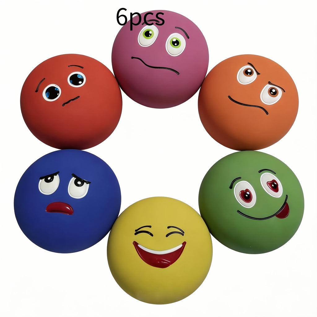 Latex Squeaky Dog Balls 6 Pack, Soft Colorful Fetch Toys for Puppies and Small Dogs, Battery-Free Interactive Chase and Supervised Play
