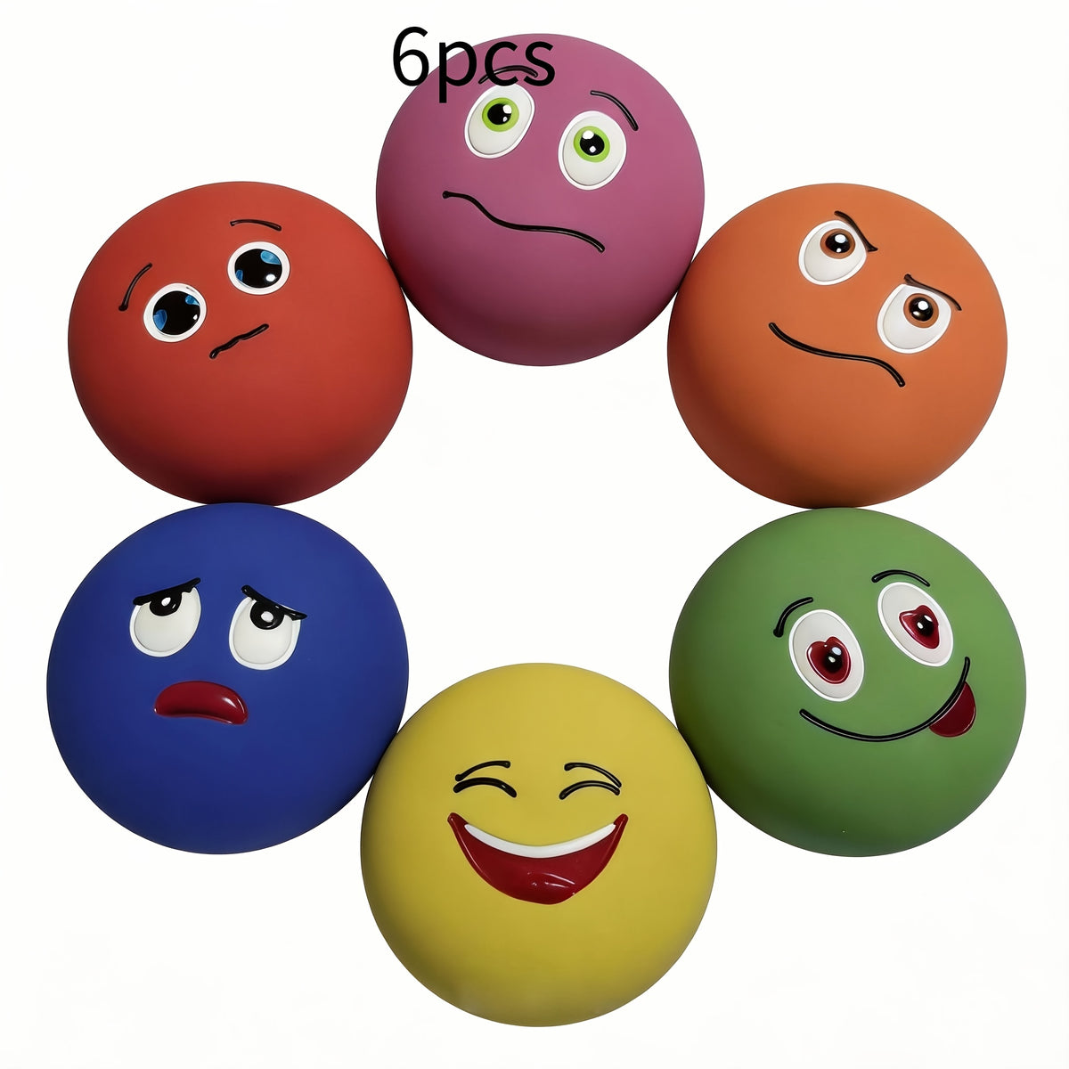 Latex Squeaky Dog Balls 6 Pack, Soft Colorful Fetch Toys for Puppies and Small Dogs, Battery-Free Interactive Chase and Supervised Play