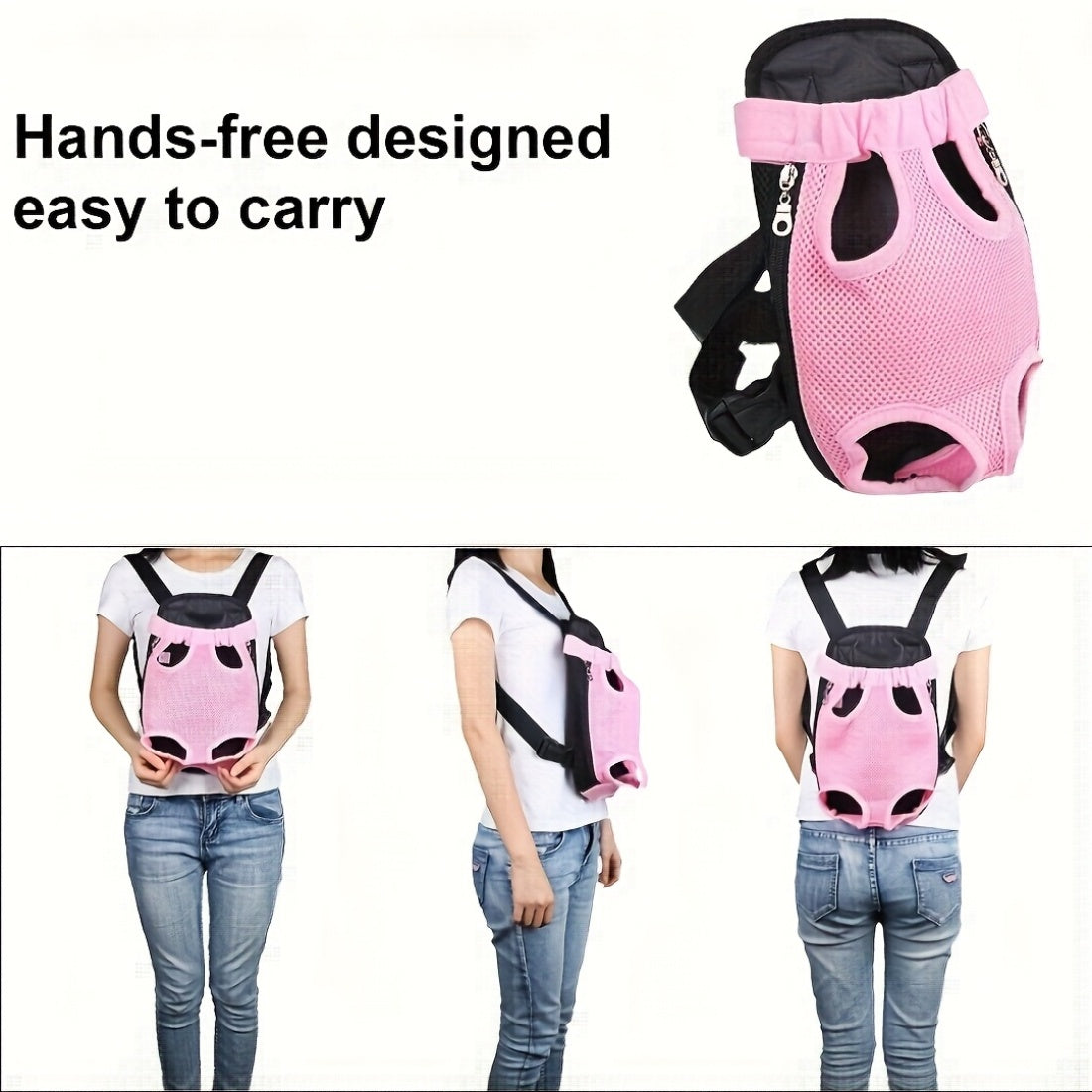 Dog Backpack Carrier with Padded Shoulder Straps for Small and Medium Dogs, Adjustable Zipper Travel Bag for Hiking and Everyday Outings