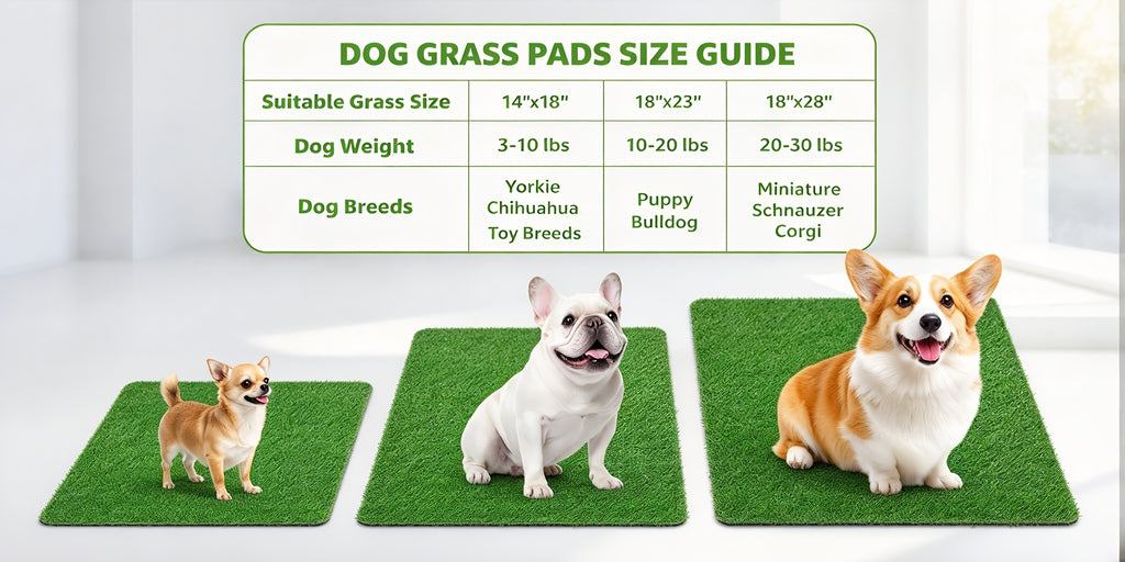 Washable Dog Potty Grass Mats with Drainage Holes and Rubber Backing, Reusable Artificial Turf Pads in Four Sizes for Indoor Training and Outdoor Use