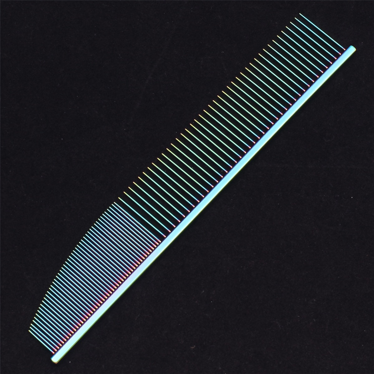 Coarse and Fine Pet Grooming Comb with Stainless Steel Teeth and Aluminum Handle, Manual Dog and Cat Coat Care Tool with Four Color Options