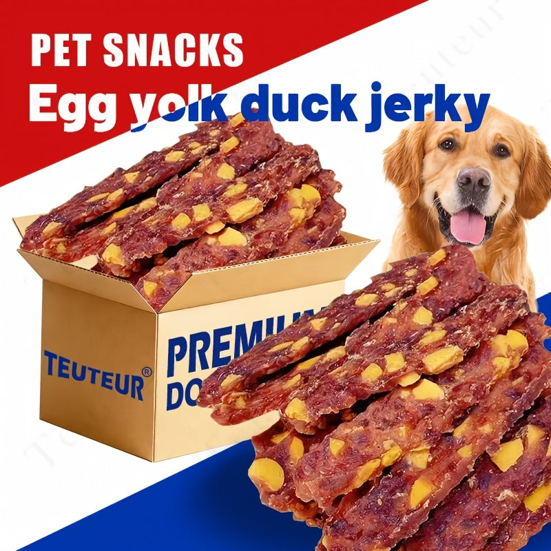 Duck and Egg Yolk Dog Treats 100g, Air-Dried Mixed Jerky Slices with Firm Chewy Texture for Supervised Rewards and Everyday Snack Time