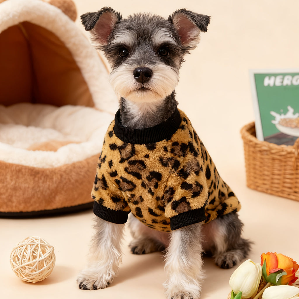 Dog Sweater Hoodie for Small Medium Dogs, Soft Warm Puppy Outfit for Autumn Winter Cold Weather, Cozy Green Pet Clothes for Chihuahua Schnauzer Teddy Bear Dogs, Bear Head and Leopard Print Styles