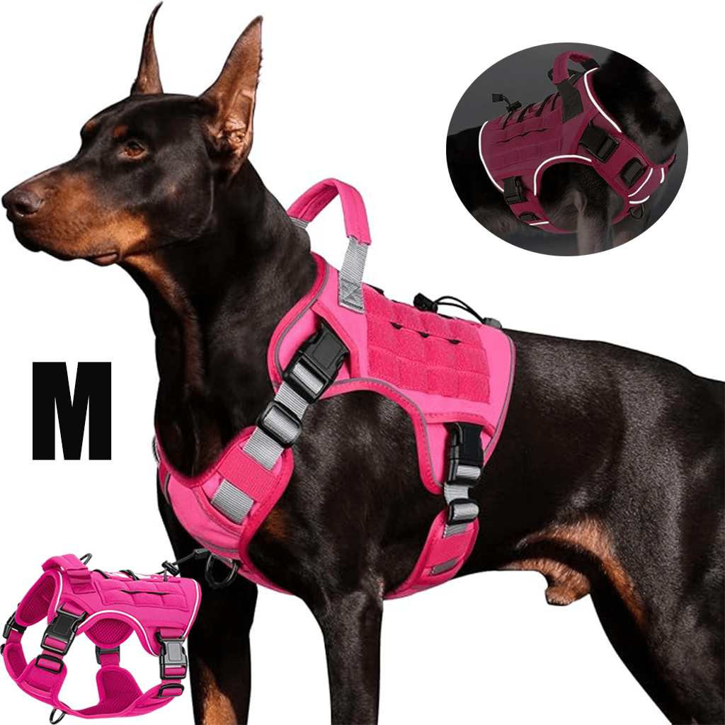 Tactical Dog Harness Vest with Adjustable Reflective Design, Machine Washable Outdoor Walking and Obedience Training Gear in S, M, L and XL