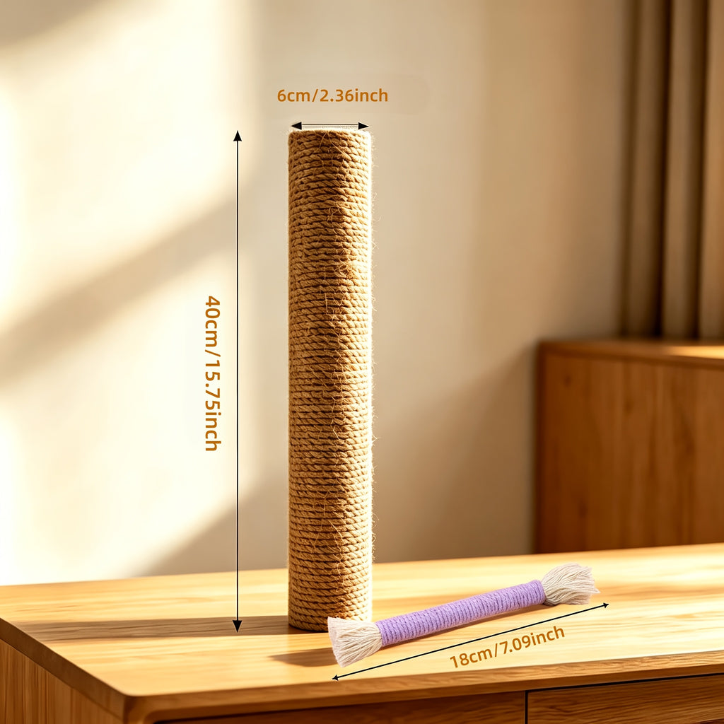Kitten Scratching Post with Wooden Ball Track, Rope-Wrapped Indoor Cat Activity Toy with Hanging Balls and Feather Teaser, Post and DIY Accessory Options