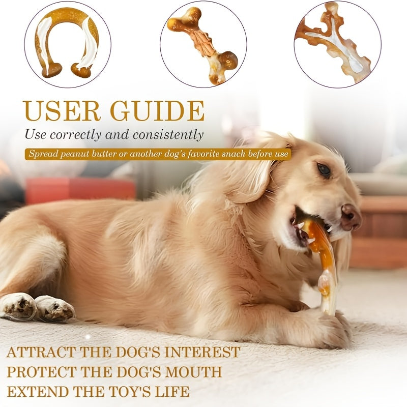 Tough Dog Chew Toy Set for Medium and Large Dogs, Textured Nylon Chewing Toys in 2-Piece or 3-Piece Bone Pack Options for Supervised Play