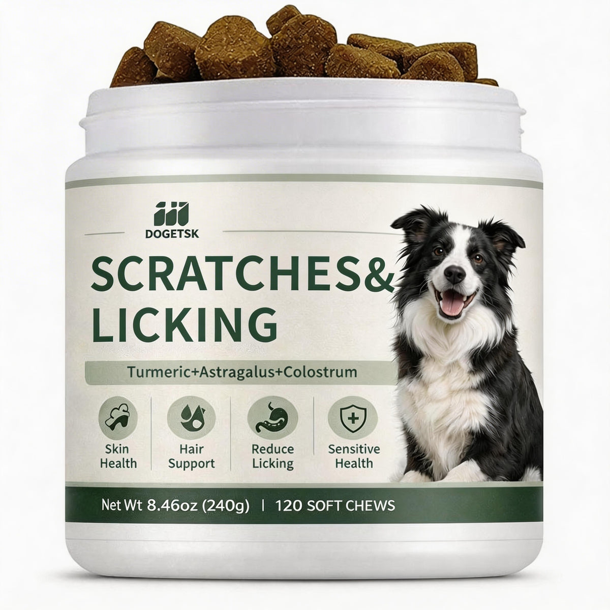 Omega 3 Chewable Tablets for Dogs, Chicken Flavor Canine Supplement with Listed Probiotics and Omega Fatty Acids for Skin and Coat Care Routines