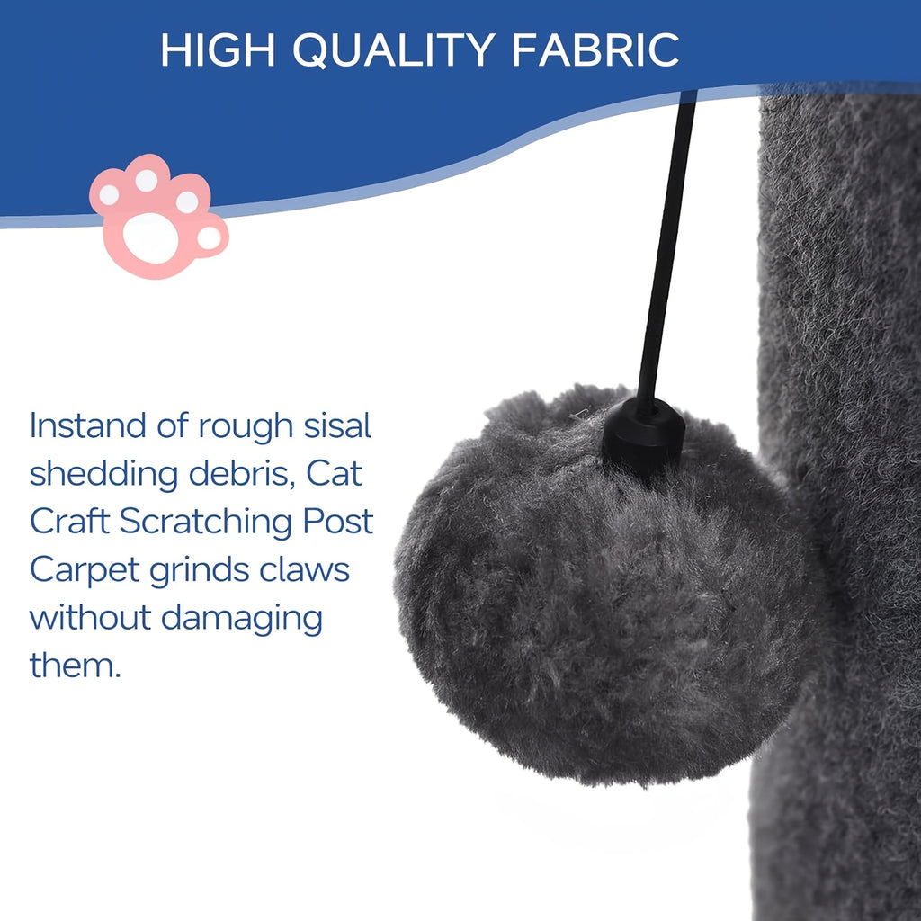 Thick Cat Scratching Post for Large Cats, 41.73-Inch Tall Hardwood Scratcher with 5.7-Inch Column, Heavy Base and Replaceable Toy Balls, Gray