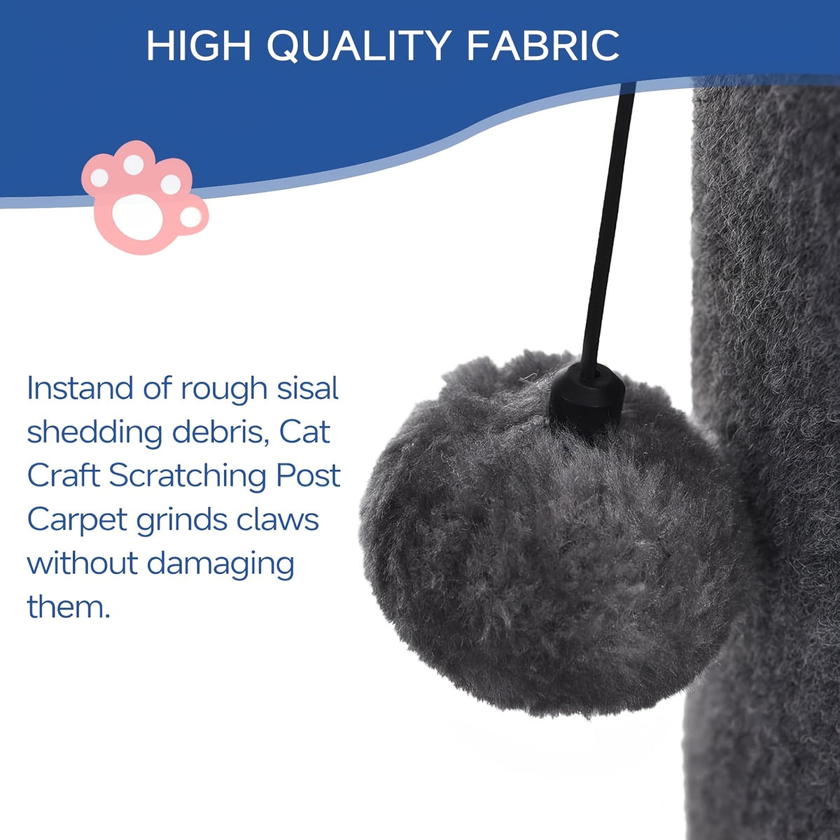 Thick Cat Scratching Post for Large Cats, 41.73-Inch Tall Hardwood Scratcher with 5.7-Inch Column, Heavy Base and Replaceable Toy Balls, Gray