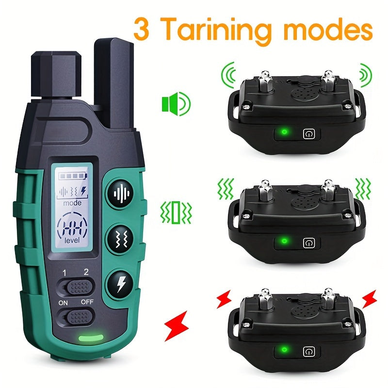 Remote Dog Training Collar 2800ft, Green 2-Dog Option with Vibration and Static Stimulation Modes for Supervised Training Sessions