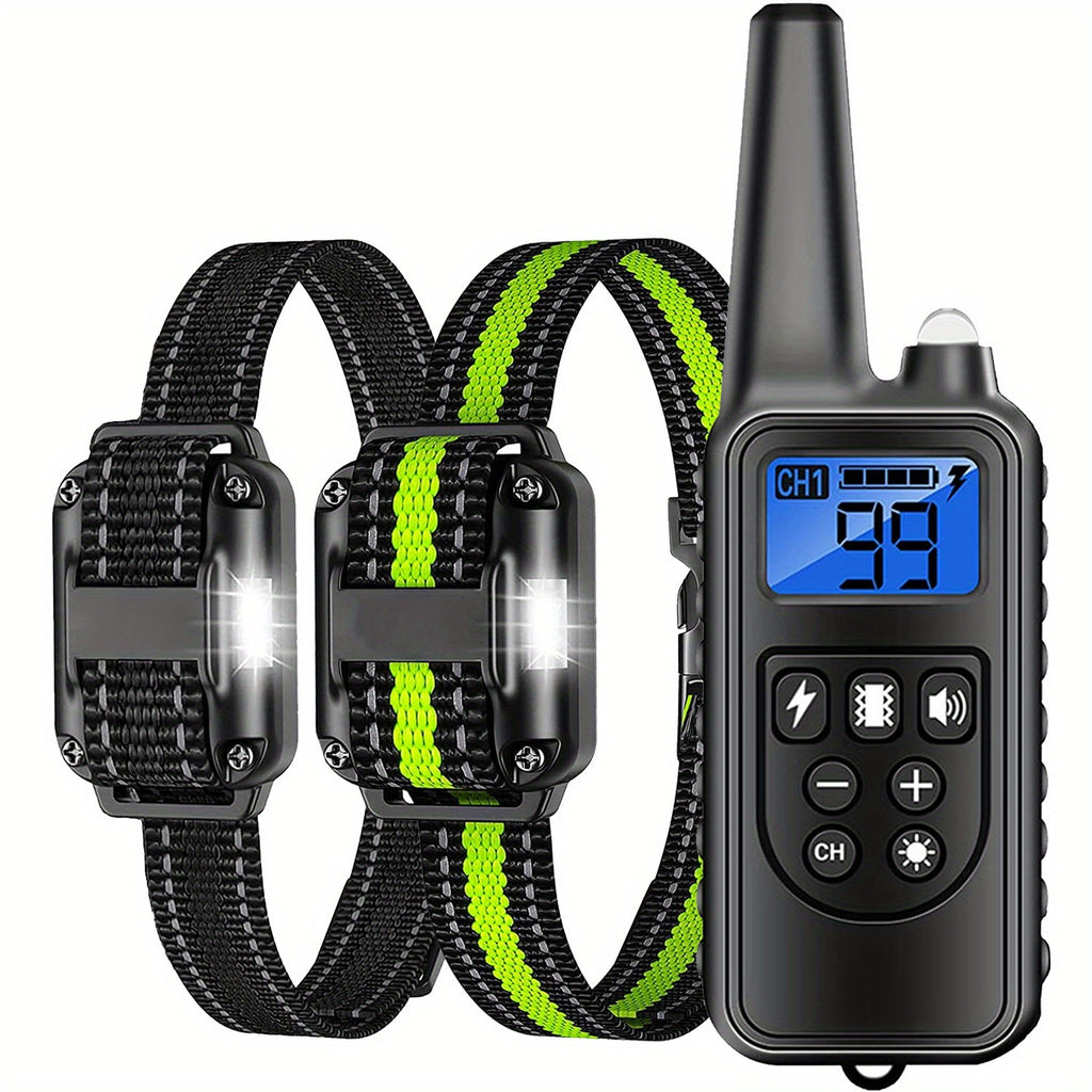 Dog Training Collar Set for 2 or 3 Dogs, Black USB Rechargeable Remote with LED Light, Beep, Vibration and Static Modes for Supervised Sessions