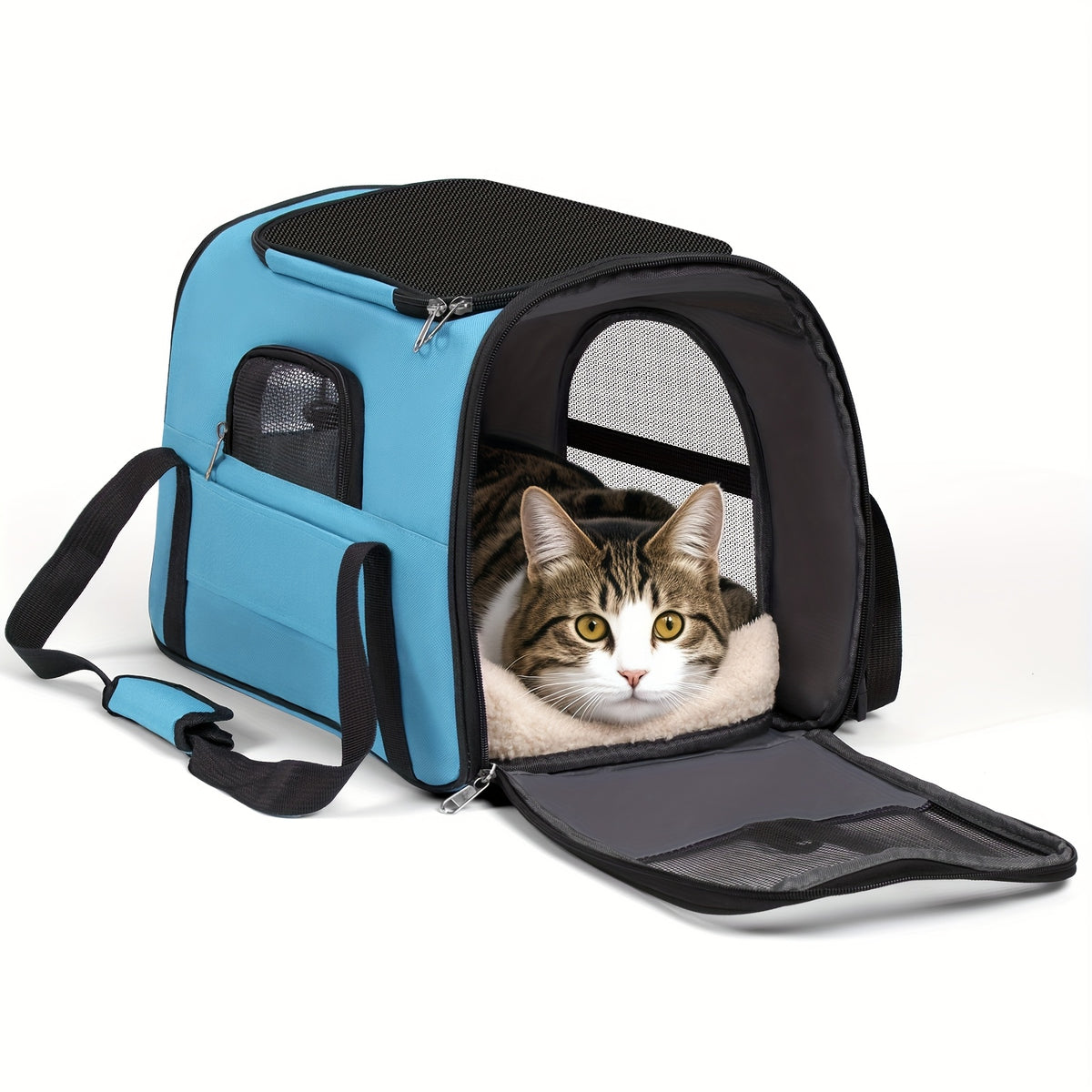 Foldable Cat Carrier Backpack with Zipper Closure, Ventilated Pet Travel Bag for Cats and Dogs, Seven Colors for Vet Visits and Everyday Trips