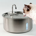 Dog Water Fountain FT007 7L, Stainless Steel USB Powered Pet Drinking Dispenser with Water Level Window and Filtration for Cats and Multi-Pet Homes