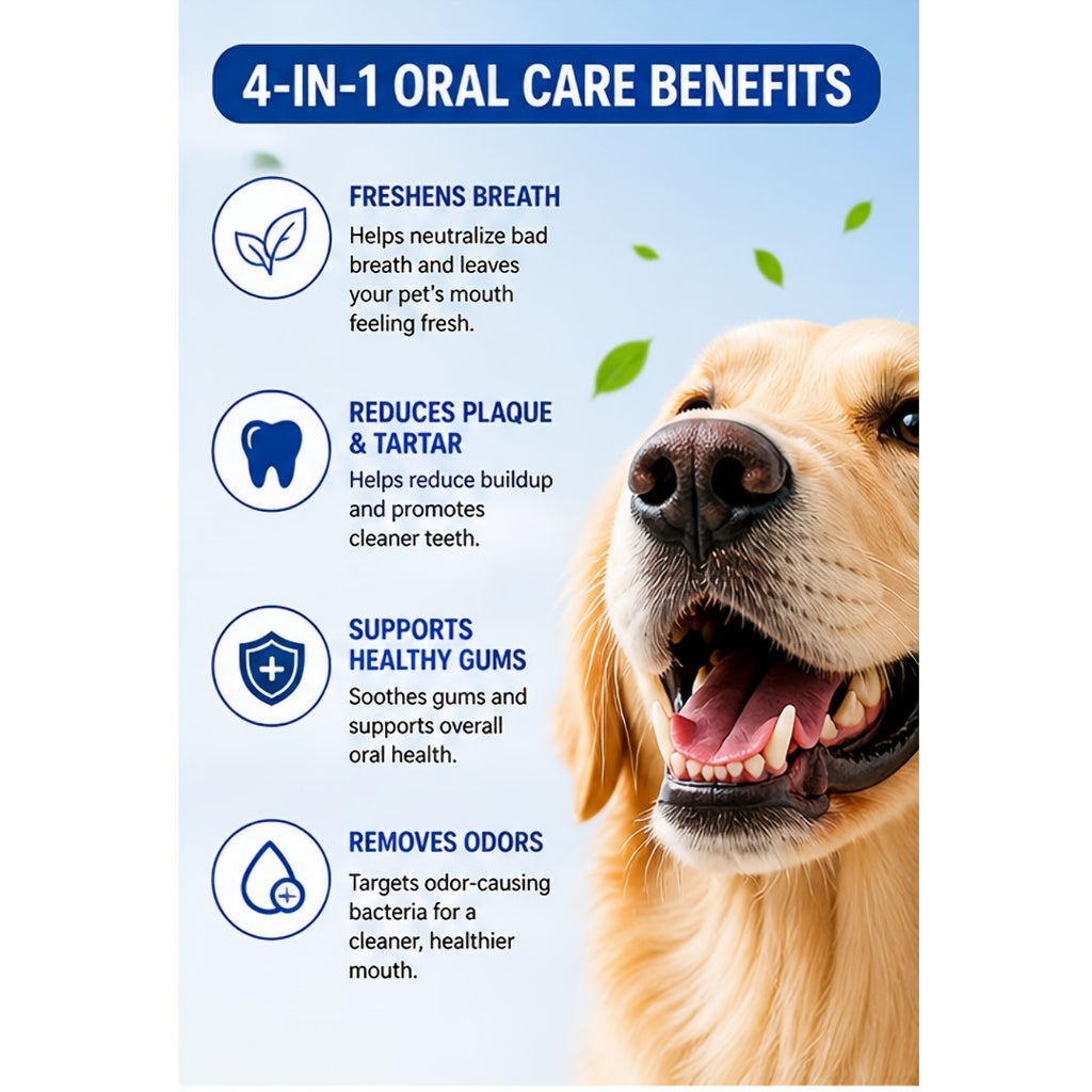 Pet Breath Freshener Spray for Dogs and Cats, 60ml Oral Care Mist for Everyday Mouth Hygiene Routines and At-Home Pet Grooming Supplies