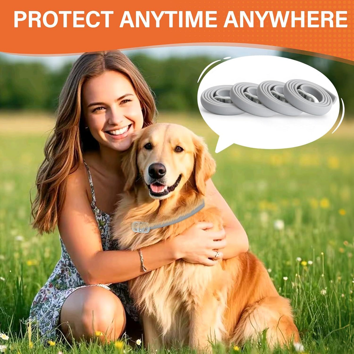 Flea and Tick Collars for Dogs, Grey Adjustable Collar Multipack in 4 or 8 Pieces, Cut-to-Fit Strap Design for Label-Directed Pet Care