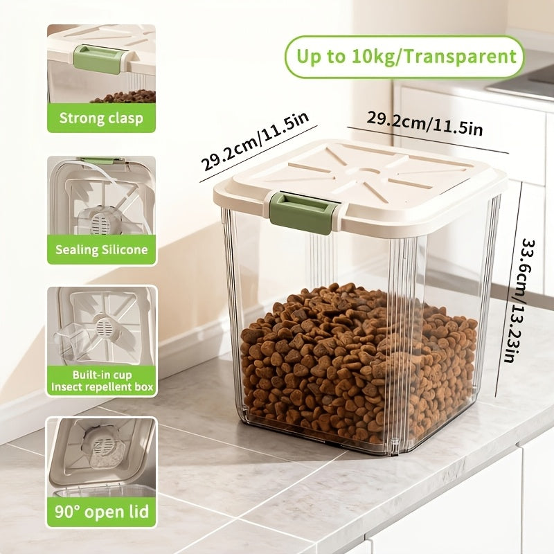 Dog Food Storage Container with Scoop and Locking Lid, 11 or 22 lb Stationary Bins and 55 lb Wheeled Option for Dry Cat Food and Pantry Organization