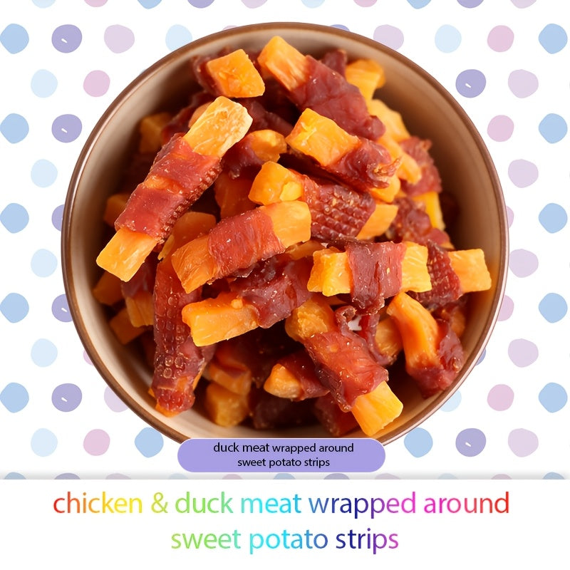 Duck Sweet Potato Dog Treats, Meat-Wrapped Sweet Potato Strips in 3.53 oz / 100g Options for Supervised Snack Time and Training Rewards