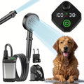 Portable Pet Shower with Temperature Display, 6000mAh Rechargeable Dog Bathing Set with Adjustable Spray and Detachable Shower Head for Home and Travel