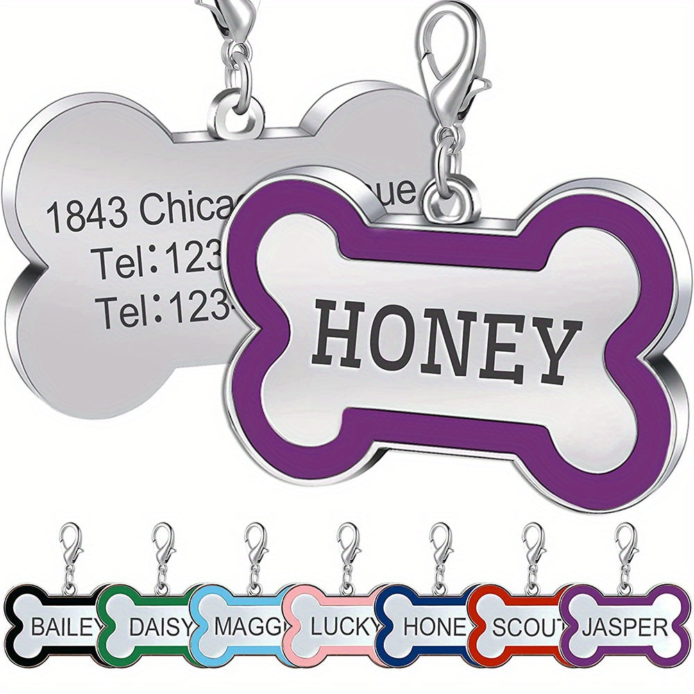 Personalized Metal Pet Tag for Dogs and Cats, Single Engraved Name ID Tag in Seven Colors for Everyday Identification and Pet Parent Gifts