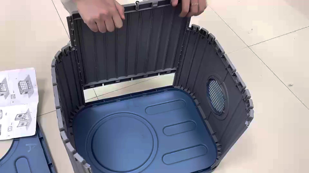 Camera-Shaped Cat House with Side Ventilation, Washable Cat Hideaway in Blue or Black for Indoor and Sheltered Outdoor Use, Optional Cushion