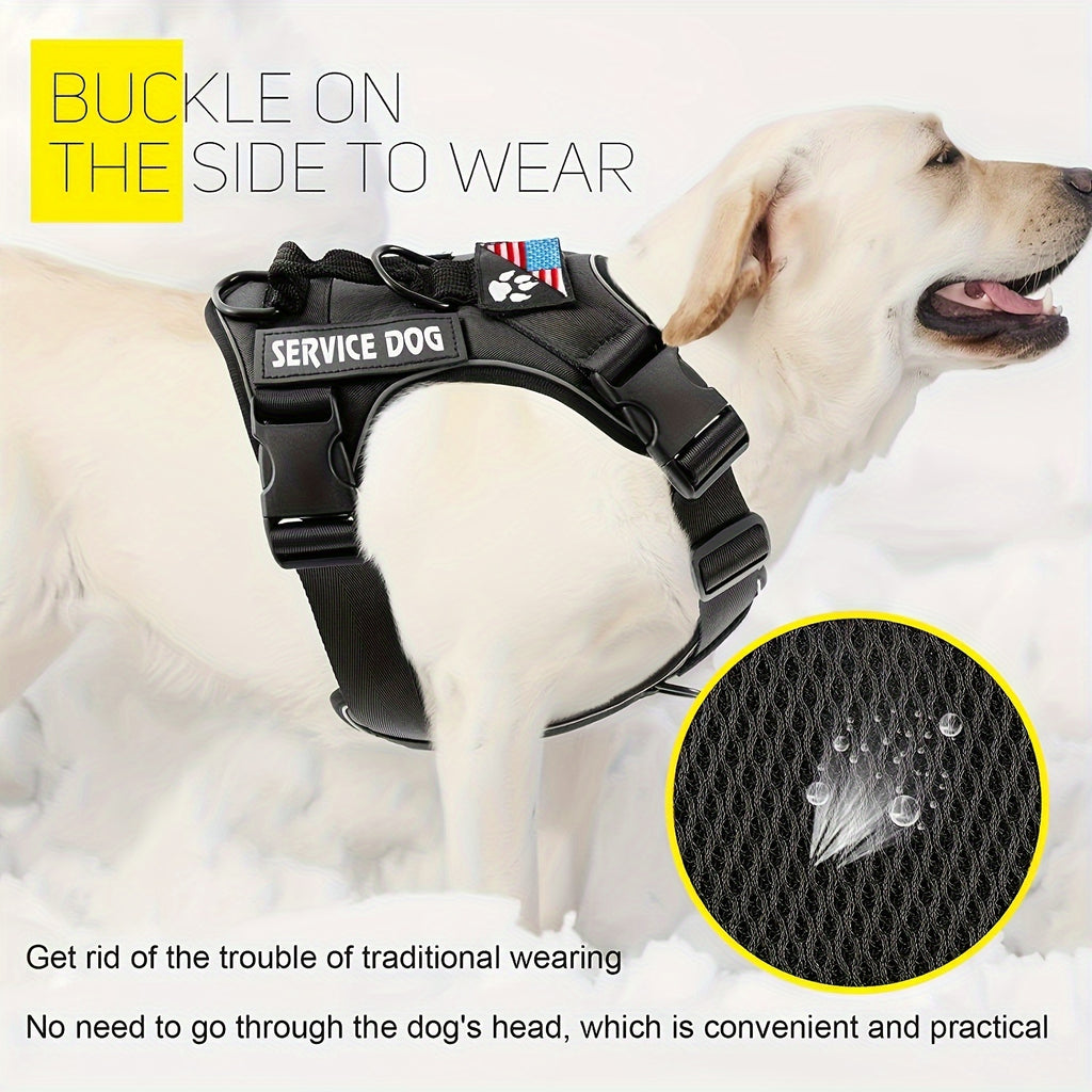 Reflective Dog Harness and Leash Set, 3-Piece Large Dog Walking Kit with Double-Layer Collar and Soft Handle for Daily Walks and Training
