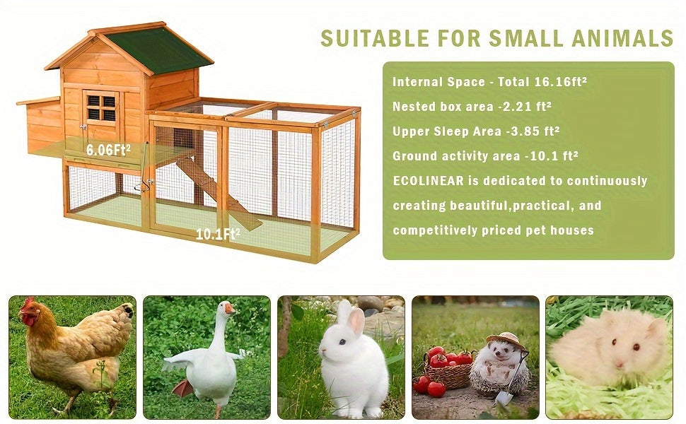 Wooden Chicken Coop with Run and Nesting Box, Raised Backyard Hen House with Access Ramp, Removable Cleaning Tray and Optional Wheeled Models
