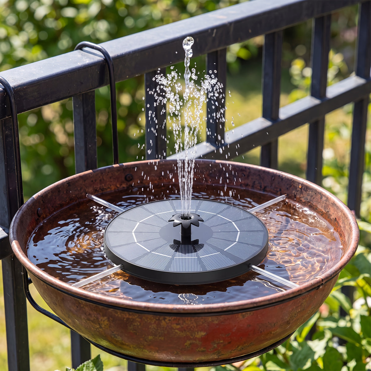 Solar Fountain Pump for Bird Baths, Floating Round Water Sprayer with Interchangeable Nozzle Styles for Outdoor Garden and Patio Water Features