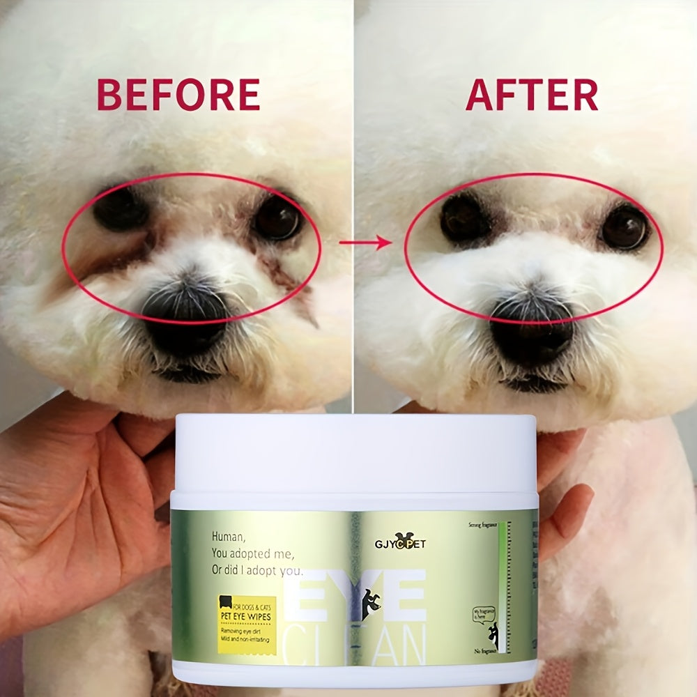 Dog Eye Wipes 120 Count for Daily Eye Area Care, Pet Tear Stain Cleaning Wipes for External Fur Grooming and At-Home Dog Care Routines