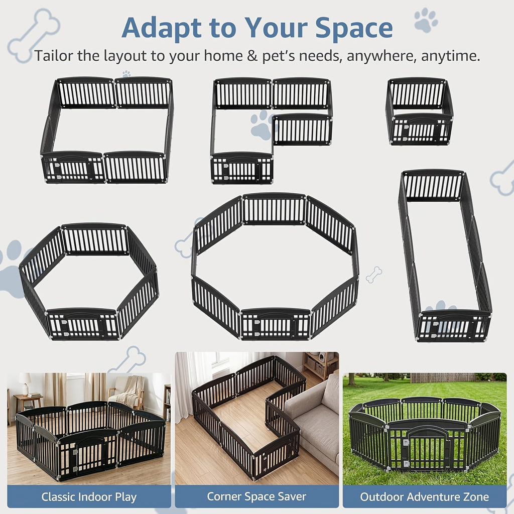 Plastic Dog Playpen with Locking Door, Expandable Puppy Exercise Pen for Small and Medium Dogs, Indoor Outdoor Use with 4, 6 or 8 Panel Options