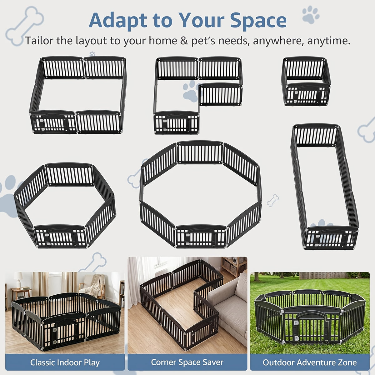 Plastic Dog Playpen with Locking Door, Expandable Puppy Exercise Pen for Small and Medium Dogs, Indoor Outdoor Use with 4, 6 or 8 Panel Options