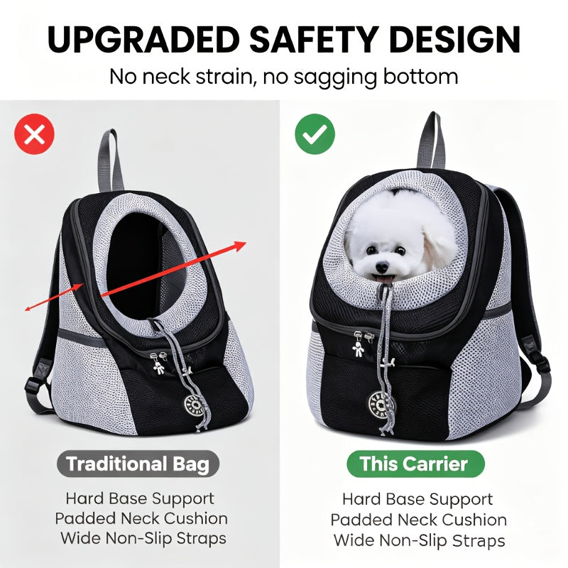 Legs Out Dog Backpack Carrier for 13-17 lb Pets, Medium Breathable Front Carrier with Adjustable Neck Cushion and Safety Leash for Walks and Travel