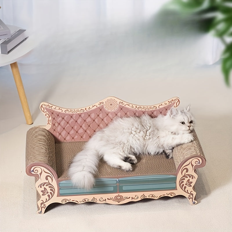 Cat Scratching Board Lounger, Chaise-Style Cat Sofa Bed with Integrated Scratching Surface for Indoor Cats, Daily Scratching and Rest
