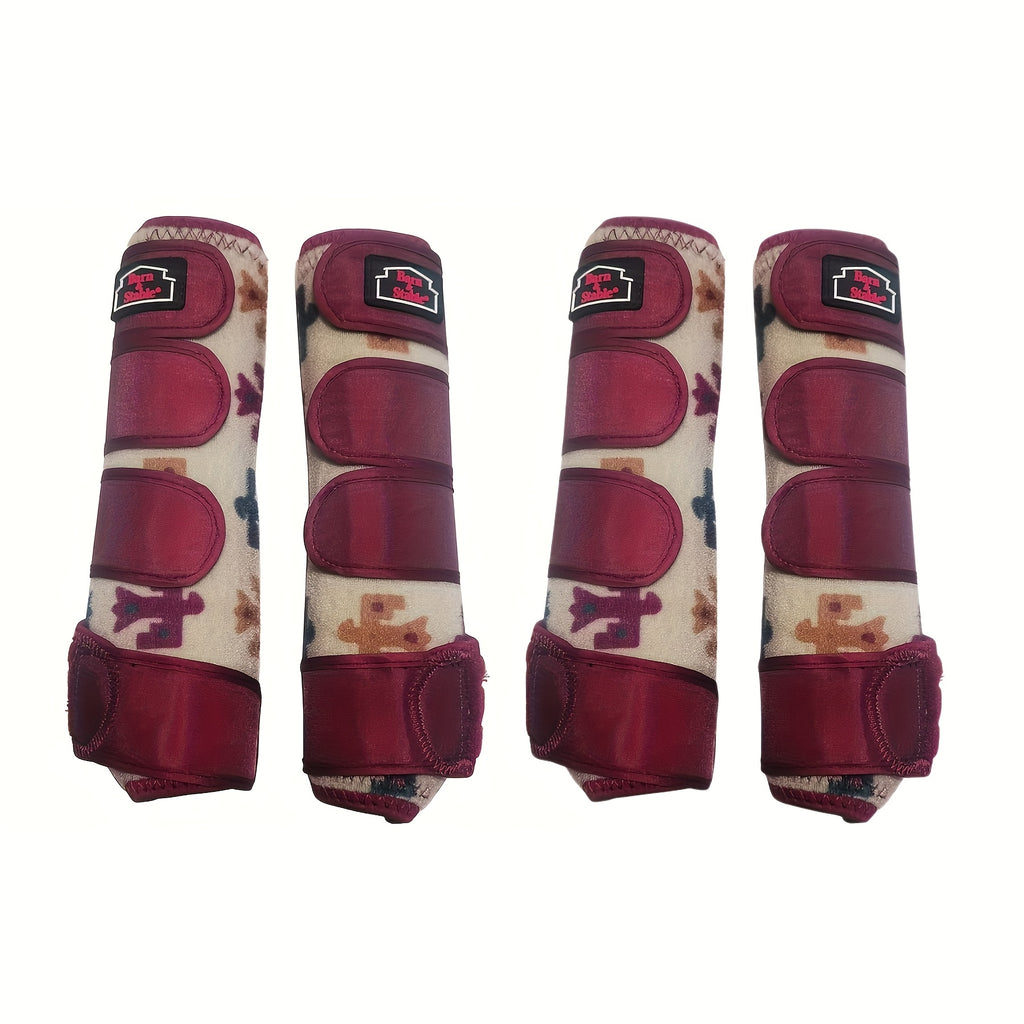 Breathable Horse Boots with Foam Cushioning and Adjustable Quick-Grip Closures, Front and Rear Leg Wraps for Endurance Training in Small, Medium and Large