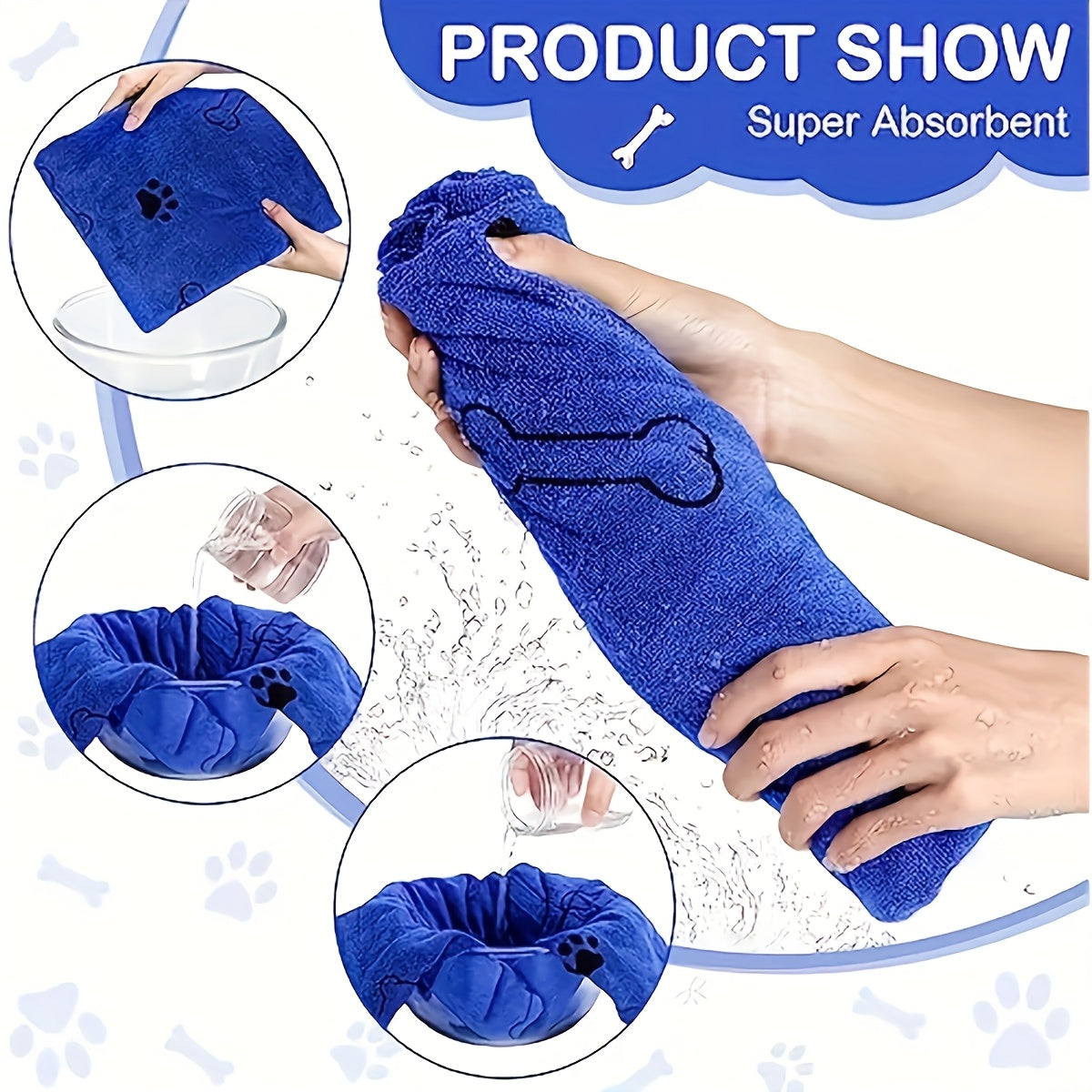 Microfiber Pet Towels 3-Pack, Soft Absorbent Quick-Drying Medium Bath Towels for Dog and Cat Grooming, Post-Bath Drying and Everyday Paw Cleanup