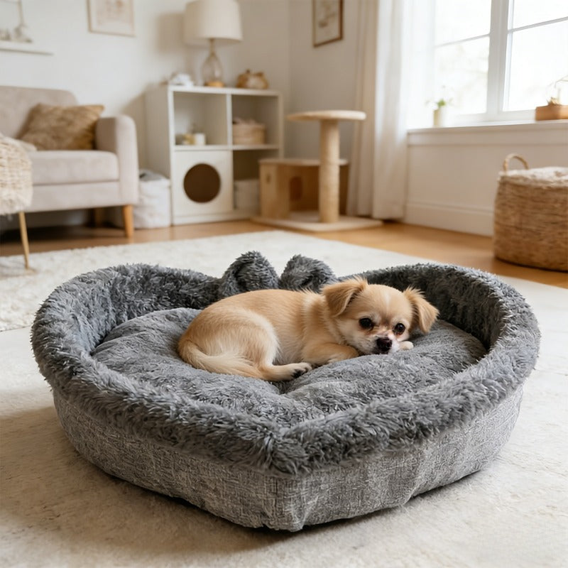 Heart-Shaped Dog Bed with Plush Fleece Lining, Medium Cozy Resting Bed for Puppies, Small Dogs and Cats up to 6.61 lb, No Assembly Required