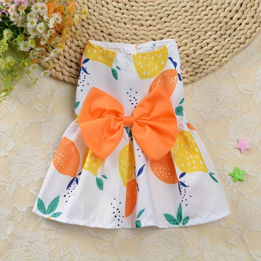 Small Dog Dress Set, 5-Style Floral and Bow Princess Puppy Clothes for Summer Dress-Up, Birthday Photos and Pet Parties, Pink XS–XXL