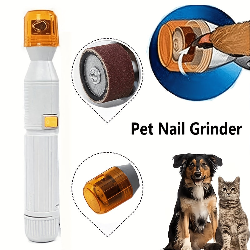 Dog Nail Grinder with 3 Replacement Grinding Rings, Quiet Electric Cat and Dog Nail Trimmer in White for At-Home Paw Filing and Grooming