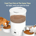 Dual Bowl Automatic Cat Feeder 3L, Button-Control Timed Food Dispenser with 1-6 Daily Feedings and 1-12 Portions per Meal, White for Cats and Dogs