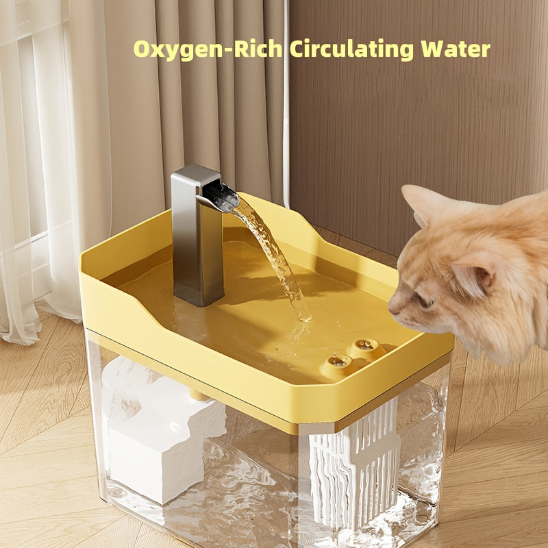USB Cat Water Fountain with 4-Stage Filtration, Quiet Automatic Circulating Pet Drinking Dispenser for Cats and Dogs with Visible Water Level Window