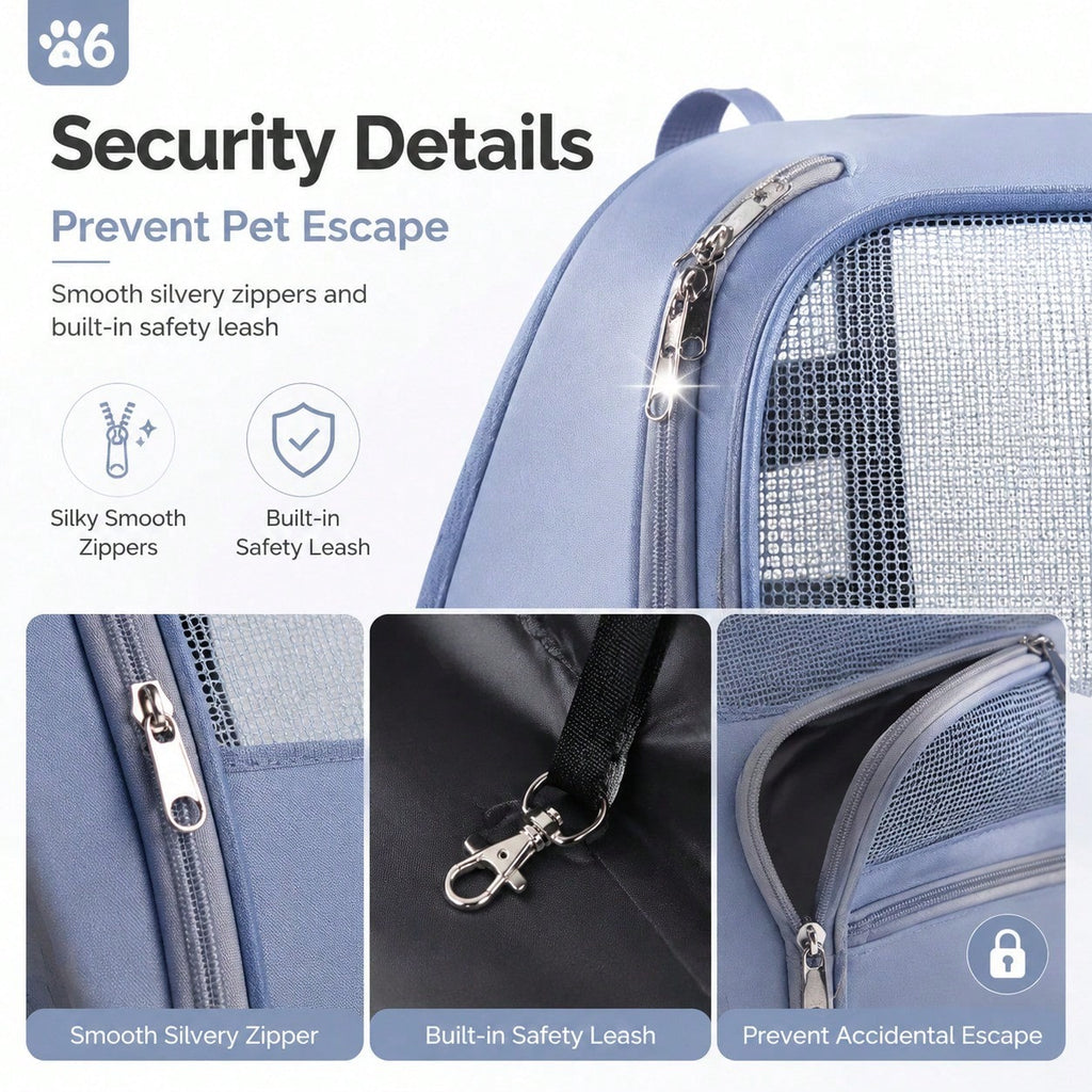 Transparent Pet Backpack Carrier for Cats & Small Dogs Up to 13 lbs, Breathable Oxford Cloth Travel Bag with Shoulder Strap for Outdoor Trips