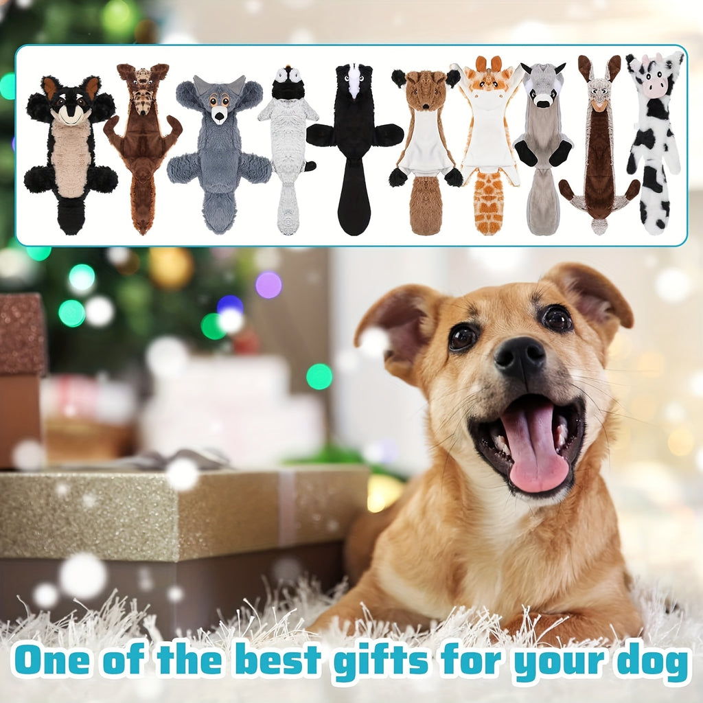 Stuffless Dog Toys 10 Pack with Crinkle and Squeaky Sounds, Random Animal Plush Assortment for Supervised Puppy Play, Gentle Fetch and Toy Rotation